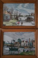 2 leuke Hollandse pentekeningen naïeve kunst, gesigneerd, Antiek en Kunst, Kunst | Tekeningen en Foto's, Ophalen of Verzenden