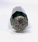 Glazen parfumflacon met zilveren doppen 19e eeuw, Antiek en Kunst, Antiek | Goud en Zilver, Ophalen of Verzenden