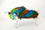 Glazen beeld stier blauw groen en rood stijl Murano 3795-g, Antiek en Kunst, Antiek | Glas en Kristal, Ophalen of Verzenden