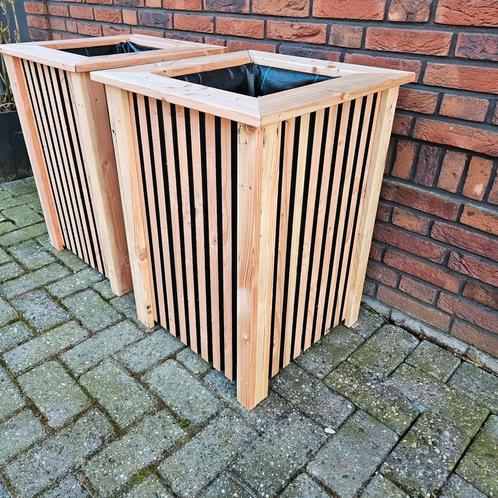 Bloembakken houten, Tuin en Terras, Bloembakken en Plantenbakken, Zo goed als nieuw, Hout, Vierkant, Ophalen