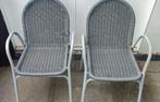 2 stapelbare aluminium tuinstoelen wicker zitting, Ophalen, Zo goed als nieuw