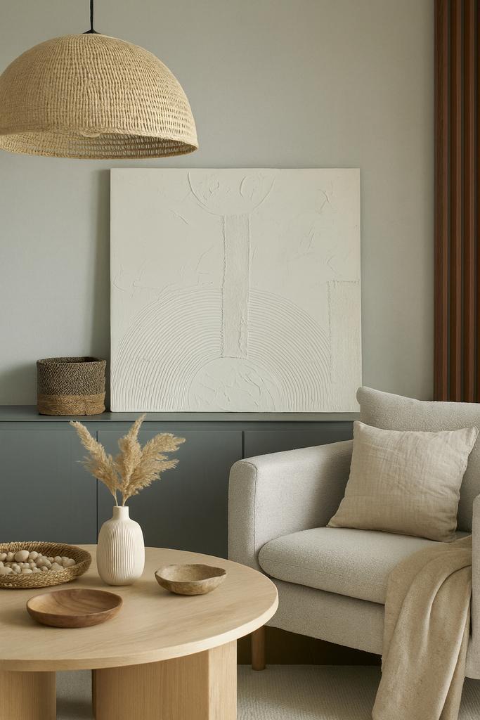 Abstract schilderij met relief Japandi, Huis en Inrichting, Woonaccessoires | Schilderijen, Tekeningen en Foto's, Nieuw, Schilderij