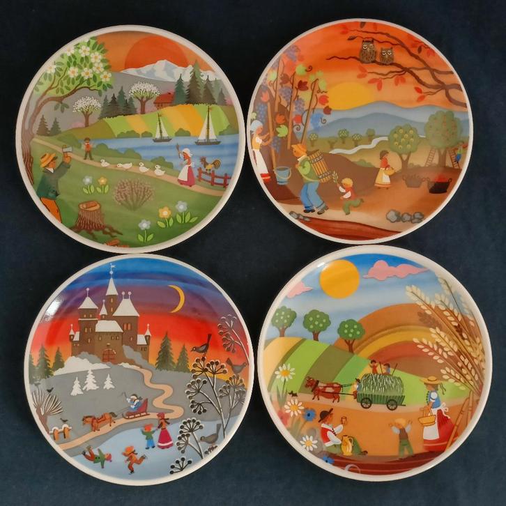 Vohenstrauss Johan Seltmann - 4 bordjes vier seizoenen, Huis en Inrichting, Keuken | Servies, Zo goed als nieuw, Bord(en), Overige stijlen