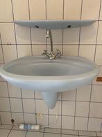 Vintage Blauwe Wastafel met Planchet Villeroy&Boch, Ophalen, Gebruikt, 50 tot 100 cm, Minder dan 100 cm