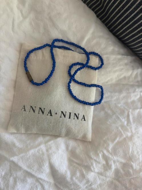 Anna + Nina blauwe kralen ketting draai slotje, 44 cm lang, Sieraden, Tassen en Uiterlijk, Kettingen, Nieuw, Overige materialen