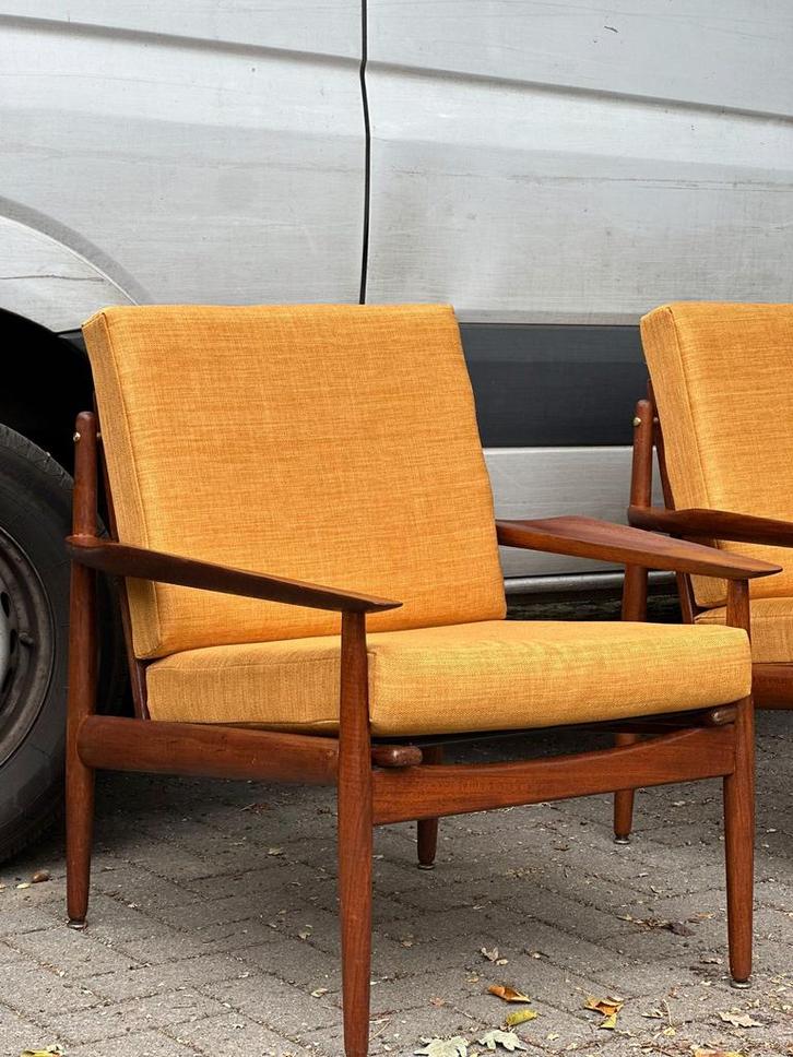 2 Deense fauteuils van ontwerper Arne Vodder voor Glostrup., Huis en Inrichting, Fauteuils, Zo goed als nieuw, 50 tot 75 cm, 75 tot 100 cm
