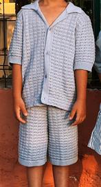 Lichtblauw turquise tweedelig gebreid set maat 120 shein, Kinderen en Baby's, Ophalen of Verzenden, Zo goed als nieuw, Jongen of Meisje