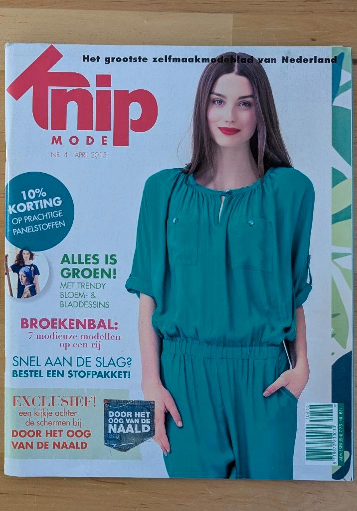 Knip mode nr 4 april 2015 tuinbroek, broeken, lente, Hobby en Vrije tijd, Kledingpatronen, Gebruikt, Vrouw, Knipmode, Ophalen of Verzenden