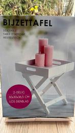 Wit Bijzettafeltje met los dienblad nog nieuw, 45 tot 60 cm, Minder dan 55 cm, Rond, Ophalen of Verzenden