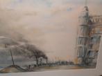 Willemskade R.dam, Aquarel Mus Land en VK en schepen a Haven, Antiek en Kunst, Ophalen