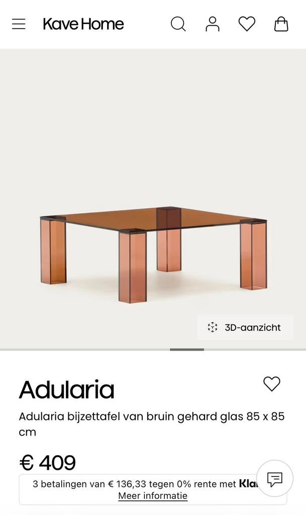 Kave Home Salontafel Adularia Glas – Modern glazen design, Huis en Inrichting, Tafels | Salontafels, Ophalen, 50 tot 100 cm, Vierkant