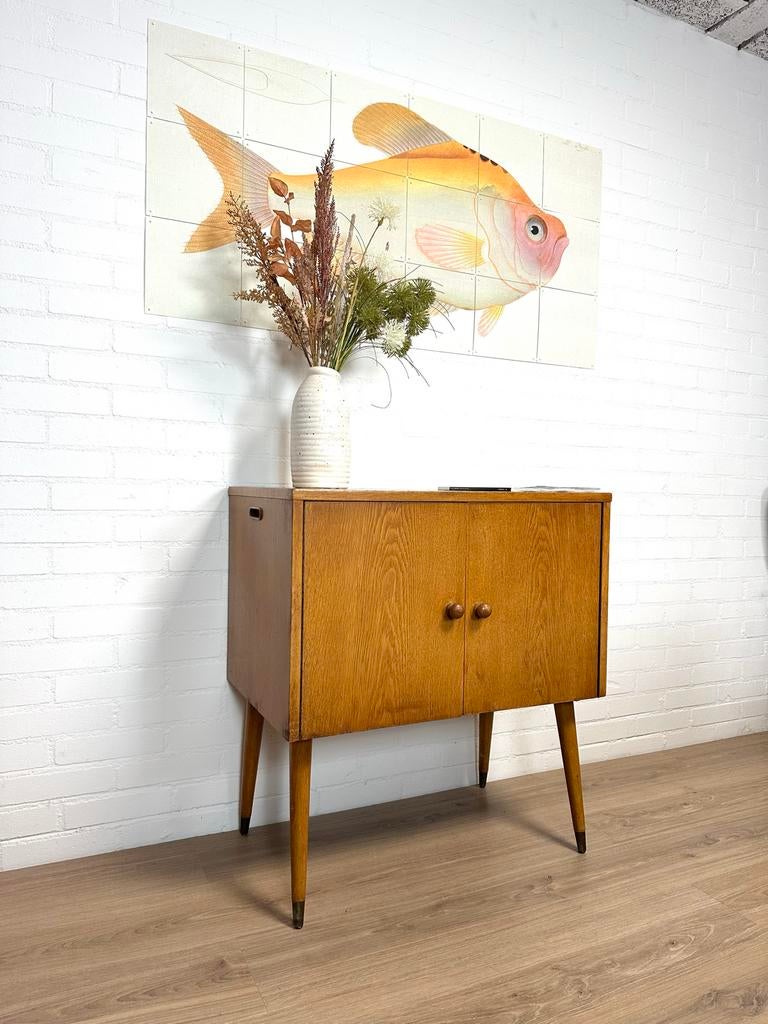 Vintage houten kast dressoir midcentury jaren 60/70, Ophalen, Gebruikt, Vintage, 50 tot 100 cm