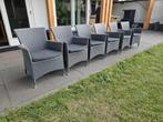 Stenen tuintafel met 6 wicker stoelen, Tuin en Terras, Ophalen, Gebruikt, 6 zitplaatsen, Wicker