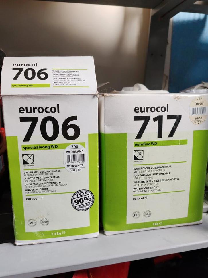 Eurocol 706 wit & 717 beige voegmiddel, Doe-het-zelf en Verbouw, Overige Doe-het-zelf en Verbouw, Nieuw, Ophalen of Verzenden