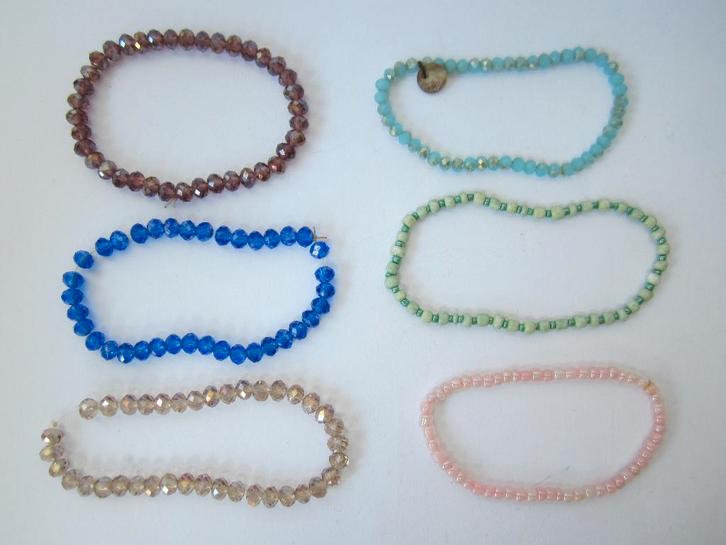 6 strengen armbanden van kristalen kralen #6335, Sieraden, Tassen en Uiterlijk, Armbanden, Zo goed als nieuw, Overige materialen