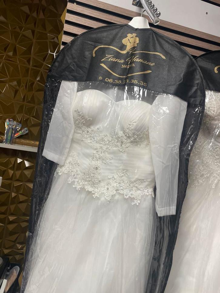 Witte Trouwjurk Ziana Hamane Negafa, Kleding | Dames, Trouwkleding en Trouwaccessoires, Zo goed als nieuw, Trouwjurk, Wit, Ophalen of Verzenden