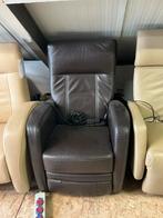 Relaxfauteuil met bruin leder, Ophalen of Verzenden, 75 tot 100 cm, 50 tot 75 cm