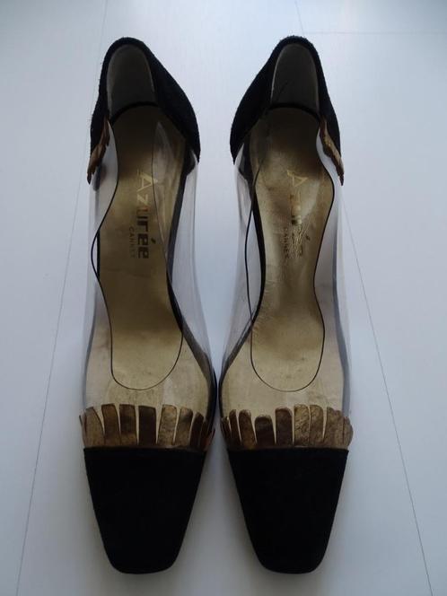 Azuree Cannes design pumps hakken zwart goud leer 35,5 35 36, Kleding | Dames, Schoenen, Zo goed als nieuw, Pumps, Zwart, Ophalen of Verzenden