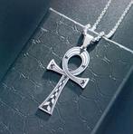 Egyptische Ankh kruis hanger plus ketting nieuw, Verzenden, Nieuw, Zilver, Overige materialen
