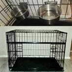 ALS NIEUW Zwart RVS Hondenbench XL 2 schuifdeuren voerbakken, Ophalen of Verzenden, Zo goed als nieuw