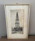 Ets Martinitoren Groningen W.C. Gerritsma Ingelijst Kunsthan, Antiek en Kunst, Ophalen