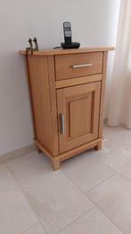 Bijzetkastje, nachtkastje, telefoonkastje blank eiken, Ophalen of Verzenden, Zo goed als nieuw, 45 tot 65 cm, 70 cm of meer