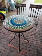 Bistro tuintafel tafel 2 stoelen tuinstoelen mozaïek, Ophalen, Gebruikt