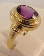 Gouden ring met ovale Amethist – nieuw – maat 18, 18 tot 19, Verzenden, Paars, Nieuw
