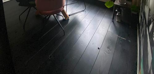 Grenen vloer, zwart gebeitst, Doe-het-zelf en Verbouw, Vloerdelen en Plavuizen, Gebruikt, Vloerdelen of -planken, Hout, 150 cm of meer