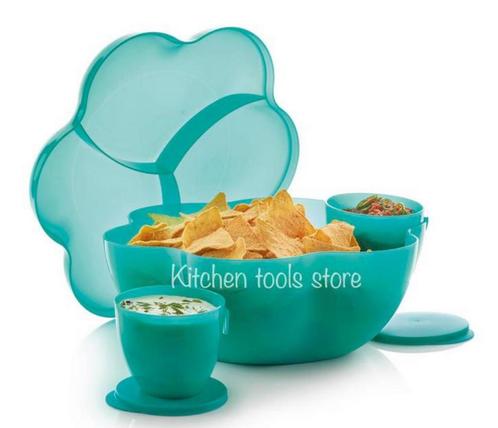 Tupperware Chip N Dip Chips bewaarbak 5,6L 2x 500ml voorraad, Huis en Inrichting, Keuken | Tupperware, Nieuw, Schaal, Ophalen of Verzenden