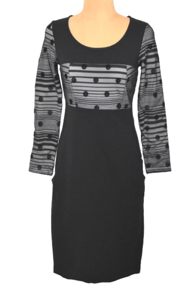 Eroke jurkje, jurk, zwart/grijs, Mt. S, Kleding | Dames, Jurken, Zo goed als nieuw, Maat 36 (S), Zwart, Boven de knie, Verzenden