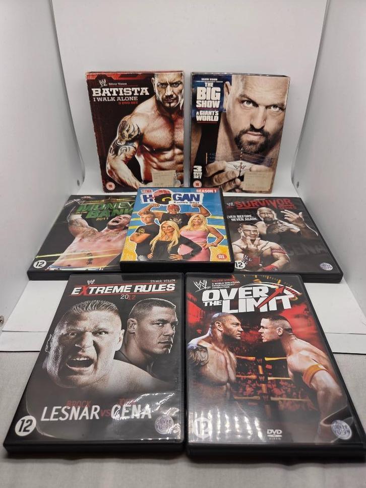 Set van 7x WWE Wrestling DVDs, Cd's en Dvd's, Dvd's | Sport en Fitness, Zo goed als nieuw, Documentaire, Vechtsport, Alle leeftijden