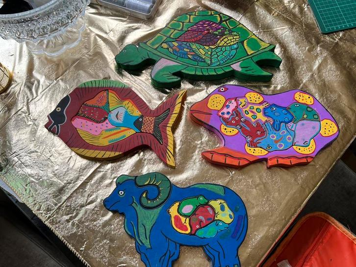 Houten Dieren Puzzels, Antiek en Kunst, Kunst | Beelden en Houtsnijwerken, Ophalen of Verzenden