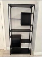 Stijlvolle zwarte open kast metaal, Met plank(en), 100 tot 150 cm, Ophalen of Verzenden, Zo goed als nieuw