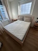 BJÖRKSNÄS Bedframe 160x200 + Lattenbodems + Optie Matras, Ophalen, Bruin, Tweepersoons, Zo goed als nieuw