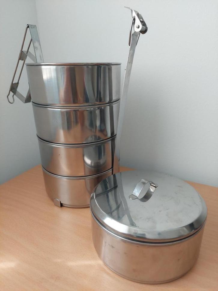 Lunchtrommel RVS 5 delig, Verzamelen, Overige Verzamelen, Zo goed als nieuw, Ophalen of Verzenden
