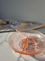 Vintage 3 vaks schaaltje van roze glas, Ophalen of Verzenden