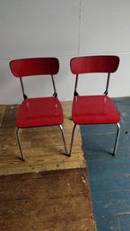 2 Vintage Keukenstoelen - 60s Design, Ophalen of Verzenden, Gebruikt, Rood, Twee
