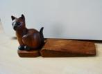 Vintage Houten deurstopper Kat, Ophalen of Verzenden, Zo goed als nieuw