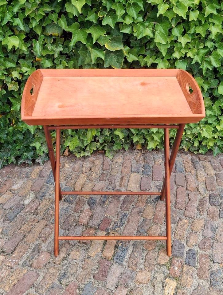 Houten Butlertray, Dienblad, Bijzettafel, Tuintafeltje., Huis en Inrichting, Woonaccessoires | Dienbladen, Zo goed als nieuw, Hout