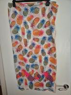 Dames sjaaltje gekeurd ananassen blauw groen oranje creme, Ophalen of Verzenden, Zo goed als nieuw, Maat 38/40 (M), Sjaal
