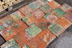 Antieke groen versleten estrikken / plavuizen 21x21 60M2, Doe-het-zelf en Verbouw, Vloerdelen en Plavuizen, Gebruikt, Steen of Klei