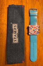 Stamps horloge met aquakleurig bandje, Sieraden, Tassen en Uiterlijk, Horloges | Dames, Overige merken, Kunststof, Leer, Polshorloge