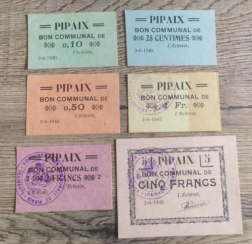 Complete set noodgeld Pipaix 1940, Postzegels en Munten, Bankbiljetten | België, Setje, Verzenden