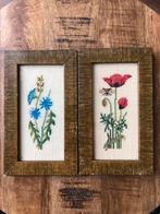 Vintage Geborduurde tafereel set van 2, Antiek en Kunst, Kunst | Schilderijen | Klassiek, Ophalen of Verzenden