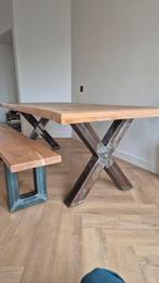 Eettafel 210x90 + Bankje - Eikenblad & Stalen Poten, Ophalen