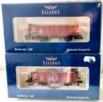 Liliput 2 DB hoge bakwagens serie Om 21, Hobby en Vrije tijd, Modeltreinen | H0, Gelijkstroom, Wagon, Ophalen of Verzenden, Zo goed als nieuw
