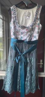 Dirndl Marjo blauw met wit, maat 40, Maat 38/40 (M), Overige typen, Ophalen of Verzenden, Zo goed als nieuw