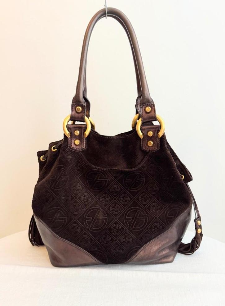 Francesco Biasia leren tas 50x35x15, Sieraden, Tassen en Uiterlijk, Tassen | Damestassen, Zo goed als nieuw, Handtas, Bruin, Ophalen of Verzenden