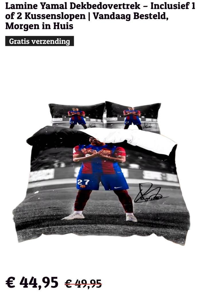 Lamine yamal dekbedovertrek 140x200, Kinderen en Baby's, Kinderkamer | Beddengoed, Zo goed als nieuw, Dekbedovertrek, Wit, Jongetje of Meisje